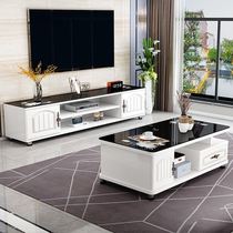 Rounded table tea table minimalist modern home living room Small family type European-style TV cabinet Composition Tea table glass tea table Table