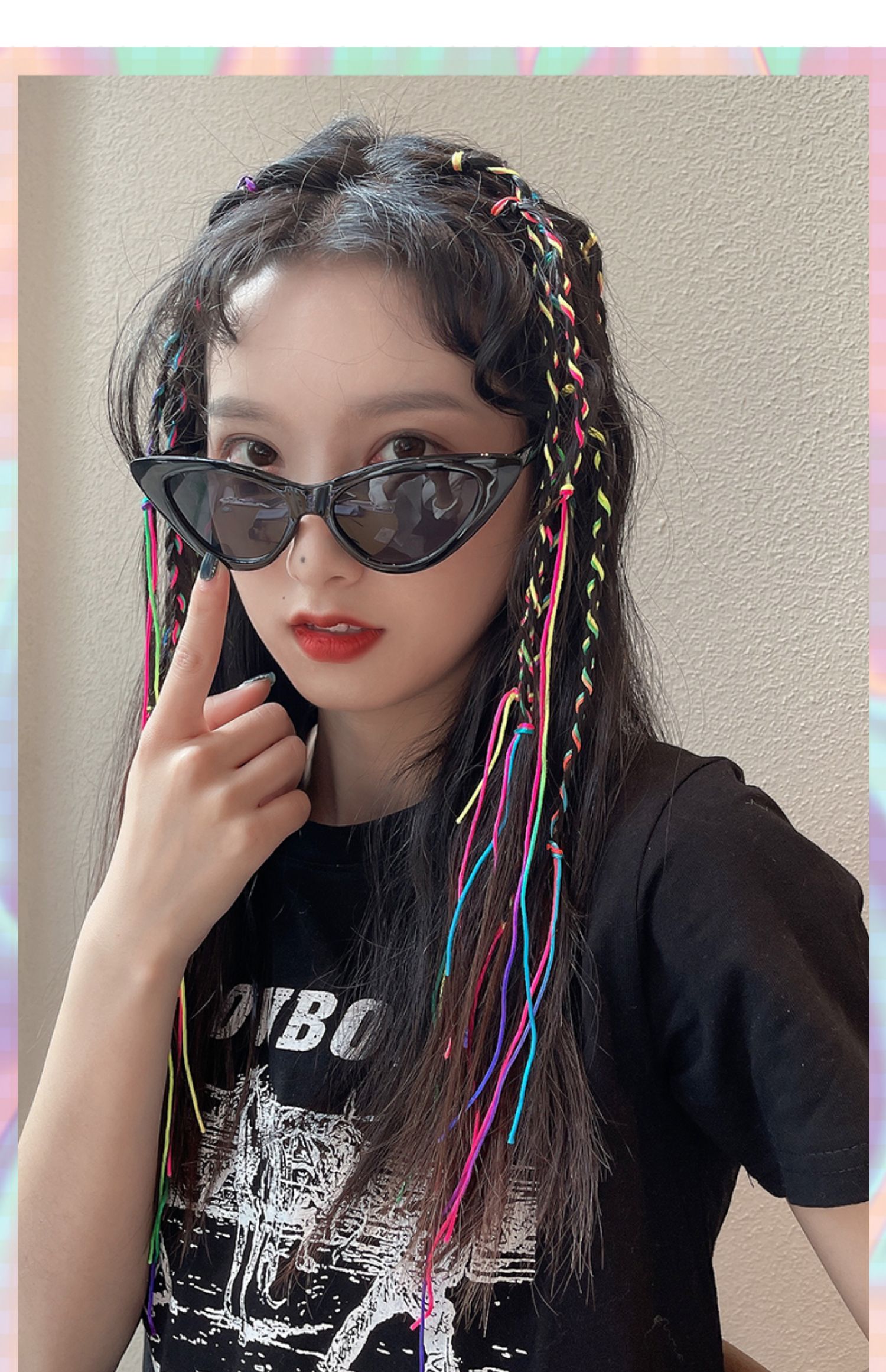 编发彩绳女童儿童扎头发彩带编绳脏脏辫头绳发饰发绳编头发的彩绳