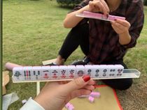 Upgraded version of mini Mahjong six in one portable travel Mahjong with table Solid carving travel small mahjong with table