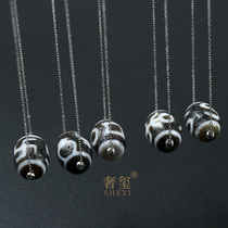 Sky Beads Lock Bone Chain Woman Natural Tibet Real Taster Lobao Bottle Original Stone Necklace 925 Pure Silver Men Cross Pendant