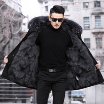 Cold-proof mens winter mens male style Lianhood aged long hair casual wear detachable to overcome 2020 new fur integrated