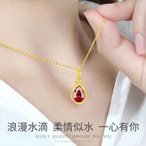 New products on the new 24 real gold inlaid jade necklace ladies 99 Vietnam sand gold pendant collarbone to send girlfriend Valentines Day