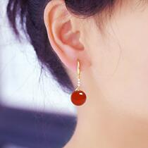 White agate earrings s925 sterling silver natural chalcedony temperament earrings long fish bone 2021 new trendy women hypoallergenic