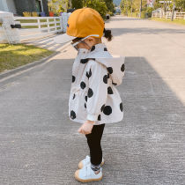 Girls wind clothes spring autumn clothes 2021 new children Han version jacket baby foreign air mesh red trendy spring blouses