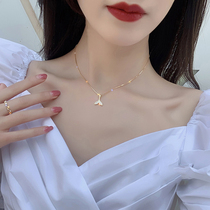 South Korean fish tail necklace light and luxurious senior senses 2022 new girl day gift brief pure silver collarbone chain