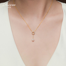 Fi Wei S925 sterling silver necklace fresh water pearl pendant choker light luxury niche design sweater chain simple temperament