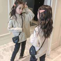 2022 new girls Korean version casual jacket children knit cover sweater with loose foreign air baby