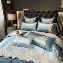 Simple Light Luxury 120 cotton satin cotton four piece of pure cotton high end embroidery 1 8 beds