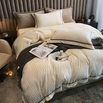 European - style pure four - piece winter warm cow - stained cow four - piece double - sided lace bed linen 1 8 m