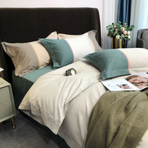 Light luxury 60 grinded long wool cotton color piece embroidery sample room four pieces of autumn and winter thickness 1 8m bed