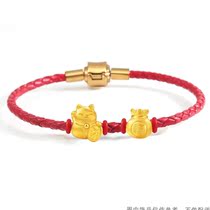 Leather rope bracelet can be worn with beads buckle gold hand chain rope string transfer bead woven rope red rope semi-finished hand rope