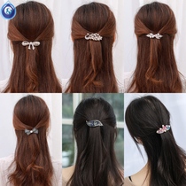 Korean version of adult retro small spring clip hairpin horizontal clip top clip ponytail clip Rhinestone bow hair jewelry