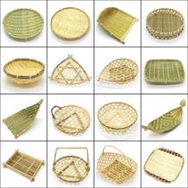 Bamboo Woven Bamboo Products Home Flat Bottom Steamed Bread Basket Containing Basket Snack Fruit Pan Farmhouse Dustpan Fire Pan Shop Bamboo Pan