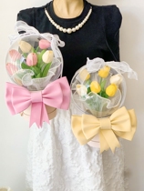 Creative tulip bouquet handmade diy material bag holding bucket bobo ball to send girlfriend birthday present
