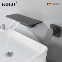 German wall-style dark-cooled hot and cold faucet toilet pot hidden in the waterfall full-copper gun gray