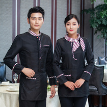 Chinese waiter work clothes female dining long sleeve restaurant milk tea shop canteen Chinese style coat hot pot restaurant uniform