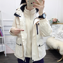 Outdoor jacket down jacket womens three-in-one detachable inner jacket cold jacket plus velvet padded ski suit
