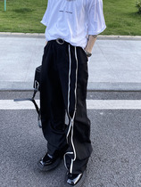 CulturE niche design sense black zipper straight tube pants show high wide leg pants mens and womens ins trendy Joker trousers