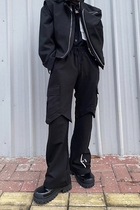 GT 21FW double-layer stitching hanging elastic waist trousers embroidered casual pants men show high street niche fashion trend