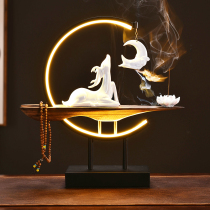Full point new Zen reflux incense creative piece lights ceramic white deer household recipient lumens sandalwood aroma furnace