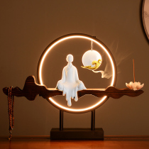 Small sandwich piece Zen-like monk ceramic reverse fragrance furnace household sandalwood hovering creative lamp ring incense furnace