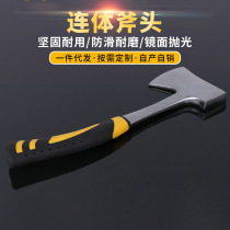 Household hand axe conjoined forging axe outdoor harvesting woodwork axe carbon steel axe bag rubber handle axe split wood plate axe