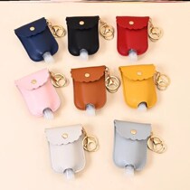 Bottled travel leather business bag hanging childrens student mini leave-in hand rub hanging set Leather case Empty bottle portable