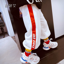 Homemade childrens pants Boys autumn foreign style white sports pants in the spring of the big boy new boys casual pants