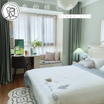 Three thousand gold modern simple curtains 2021 New German cashmere green fog green net red light luxury living room