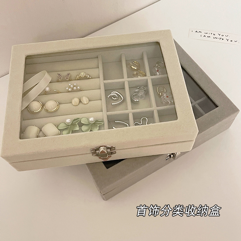 Large Capacity Flannel Debut box 2022 New ring necklace earnchpin containing box Advanced feel dust-proof box-Taobao