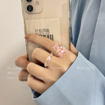 Cute bear three-dimensional transparent ring female Japan and South Korea simple niche creative food ring fashion net red girl ring