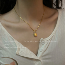 Titanium steel lock head pendant necklace female niche design extremely simple wind lock chain gold advanced temperament neck chain