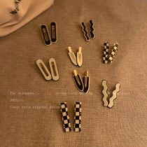 Black and white checkerboard hair clip women Korean ins style high-end summer side clip bangs clip duckbill clip hair accessories