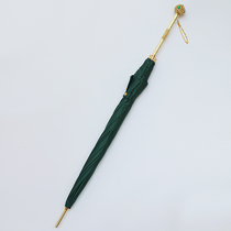Greenstone light luxury long handle golden ball umbrella female rain dual use high-end creative temperament parasol parasol
