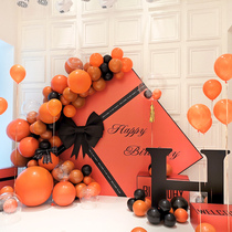 Men And Womens Orange Birthday Background Wall Shop Opening Week of the week Store Gyeonghotel KT plate Balloon Party Decorative Arrangement
