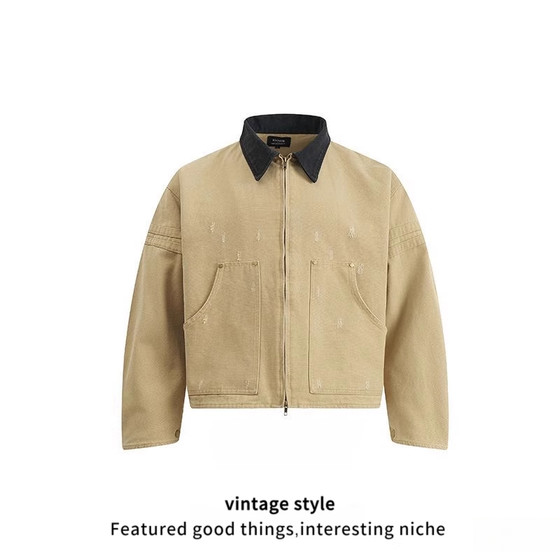 Autumn new American style street high street simple jacket short work jacket retro loose versatile casual
Autumn new American style street high street simple jacket short work jacket retro loose versatile casual