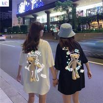 Glowing clothes shake-up Men and women Tide Reflective Luminous Bestie Dress Big Code Street Trampoline Night Tide Individuality