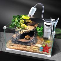 Small breeding turtle special cylinder amphibious cylinder with sunbed villa glass gold fish tank Brazilian tortoise mixed vat fish tank
