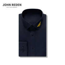 John Reden Pure Cotton Casual Hand Embroidered Mini Slim Long Sleeve Shirt Black Shirt Men