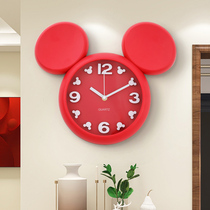 Mickey wall clock Living room wall clock Household clock Cartoon childrens room bedroom punch-free silent quartz clock