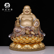 All copper sitting lotus Maitreya Buddha pinched silk enamel inlaid treasure Buddha statues for home worship copper home crafts