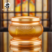 Pure copper glass Zen lotus relief incense burner In the home room for the Buddha incense burner Buddhist utensils insert incense burner
