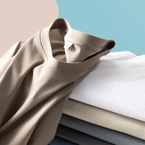 Liquid ammonia t-shirt male 2022 Summer mercerized long suede pure cotton short sleeve male ice silk pure man half sleeve Compassionate Almond