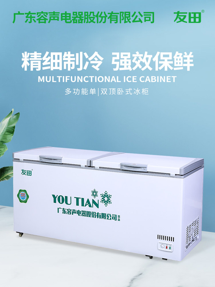 友田冰柜商用大容量冷冻冷藏卧式单温双温铜管速冻超市冰柜