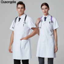 White coat short sleeves male doctor clothes college students laboratory clothing beauty salon Stomatological Hospital work clothes women