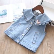 Girl Cowboy Waistcoat 2021 Spring Dress New Fashion Foreign Air Children Vest Horse Clip Children Dress Spring Shoulders