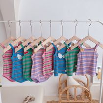 Female Baby Harnesses Vest 2021 Summer New thin Baby Candy Color Striped Vest Medium & Small Boy Foreign Air Wear