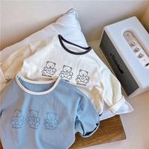 2021 Children Dress New Autumn Clothing Baby Cartoon Korean Version Fall T-shirt Blouse Blouse for men and women Long sleeves Jersey Undershirt