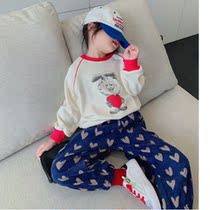 Girls sweatshirt 2021 Autumn and Autumn Baby Blouse Spring Autumn Loose Kiddie Clothes Autumn Clothes Baby Autumn Clothing Foreign Air