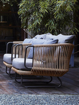 Simple open-air outdoor patio Courtyard Rattan SILENT SINGLE SOFA COMBINATION CHAIR BALCONY INDOOR OUTSIDE WATERPROOF SUNSCREEN FURNITURE